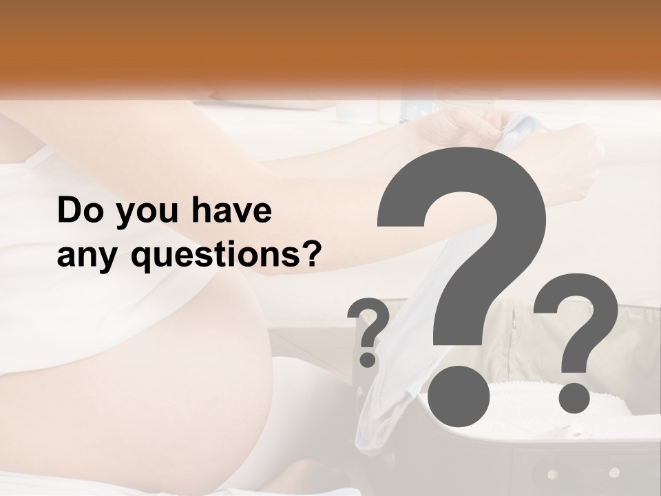 A Pregnant Woman In A White Dress Is Holding A Blue Piece Of Cloth PowerPoint Template