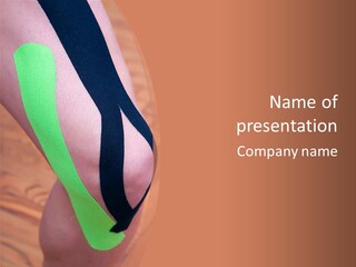 A Woman's Leg With A Green And Black Strip On It PowerPoint Template