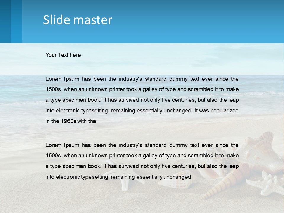 Seashells And Starfish On The Beach Powerpoint Template PowerPoint Template