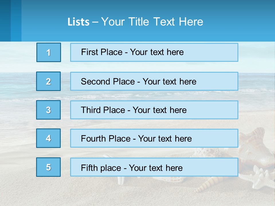 Seashells And Starfish On The Beach Powerpoint Template PowerPoint Template