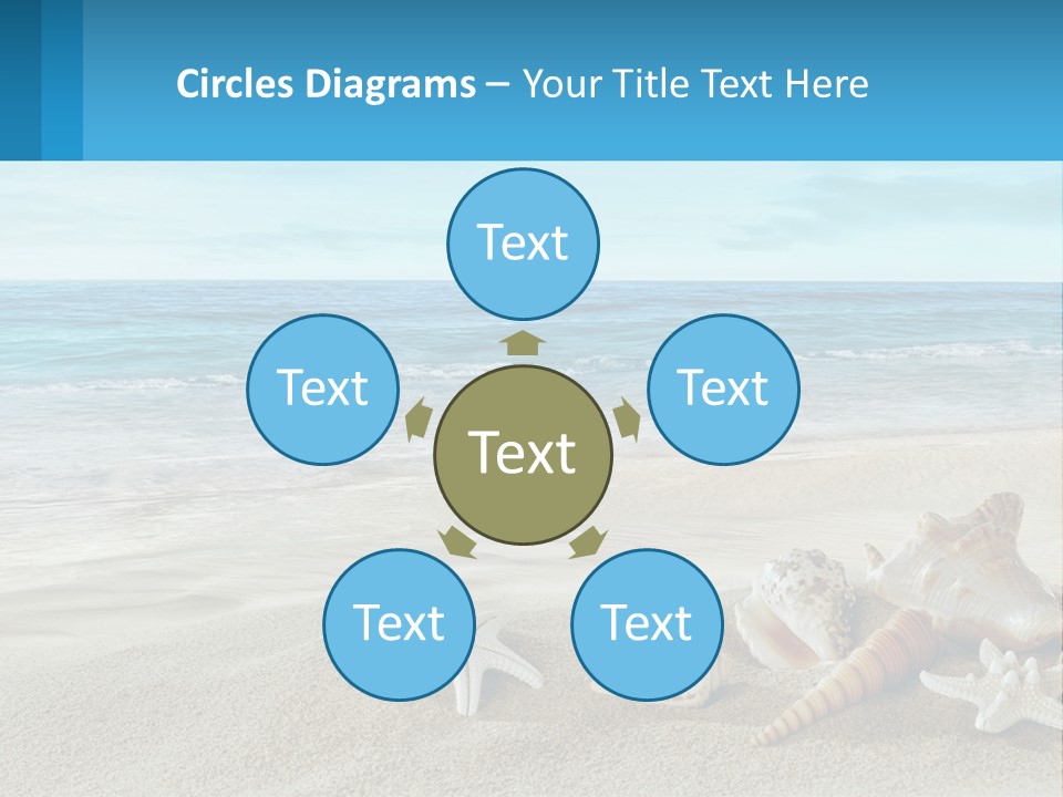 Seashells And Starfish On The Beach Powerpoint Template PowerPoint Template
