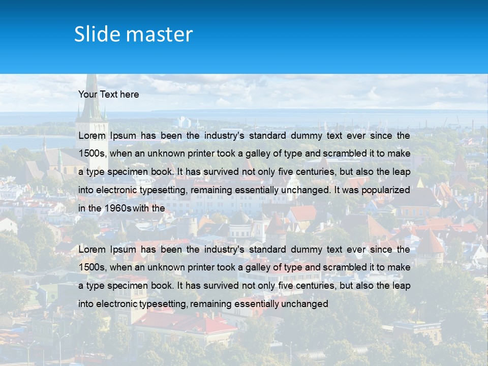 An Aerial View Of A City With A Church Steeple PowerPoint Template