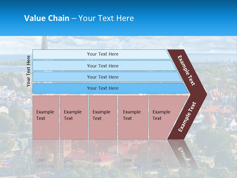 An Aerial View Of A City With A Church Steeple PowerPoint Template