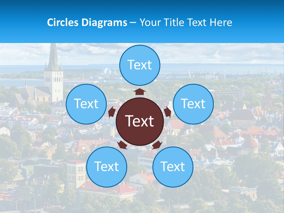 An Aerial View Of A City With A Church Steeple PowerPoint Template