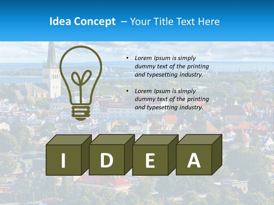 An Aerial View Of A City With A Church Steeple PowerPoint Template