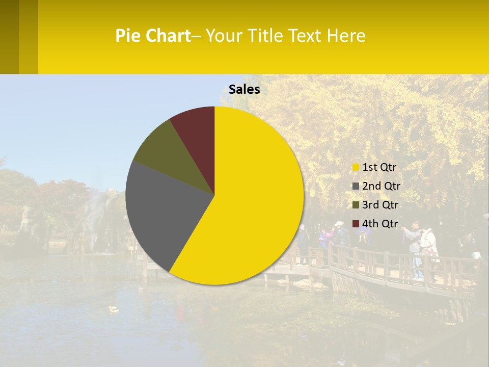 A Group Of People Walking Across A Bridge Over A Pond PowerPoint Template