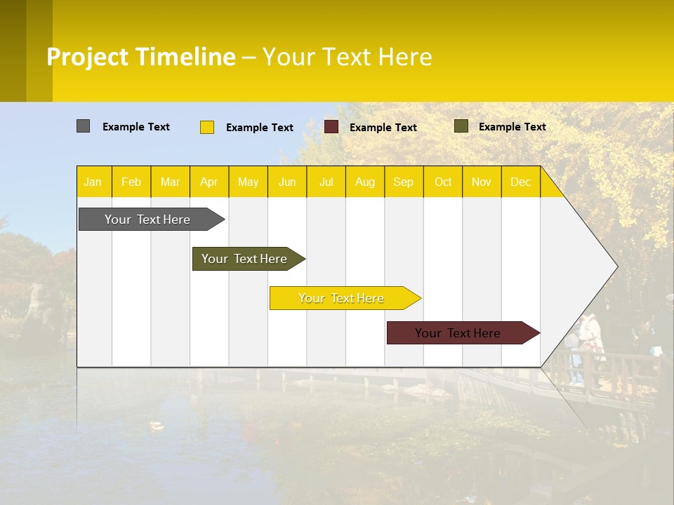 A Group Of People Walking Across A Bridge Over A Pond PowerPoint Template