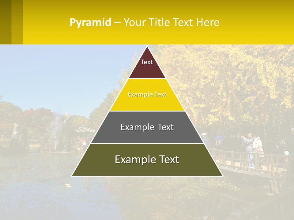 A Group Of People Walking Across A Bridge Over A Pond PowerPoint Template