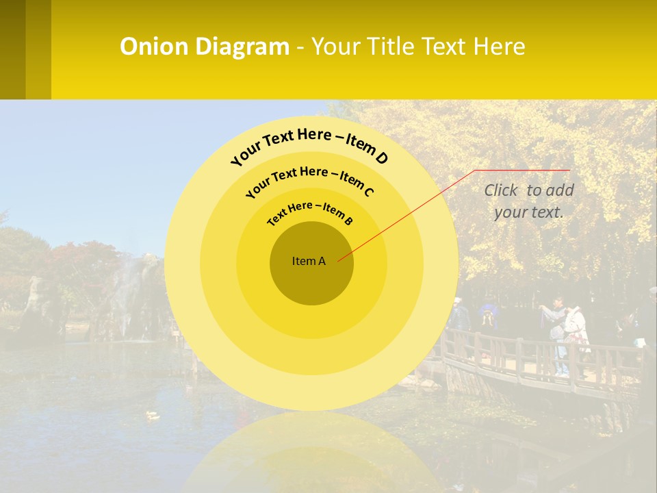 A Group Of People Walking Across A Bridge Over A Pond PowerPoint Template