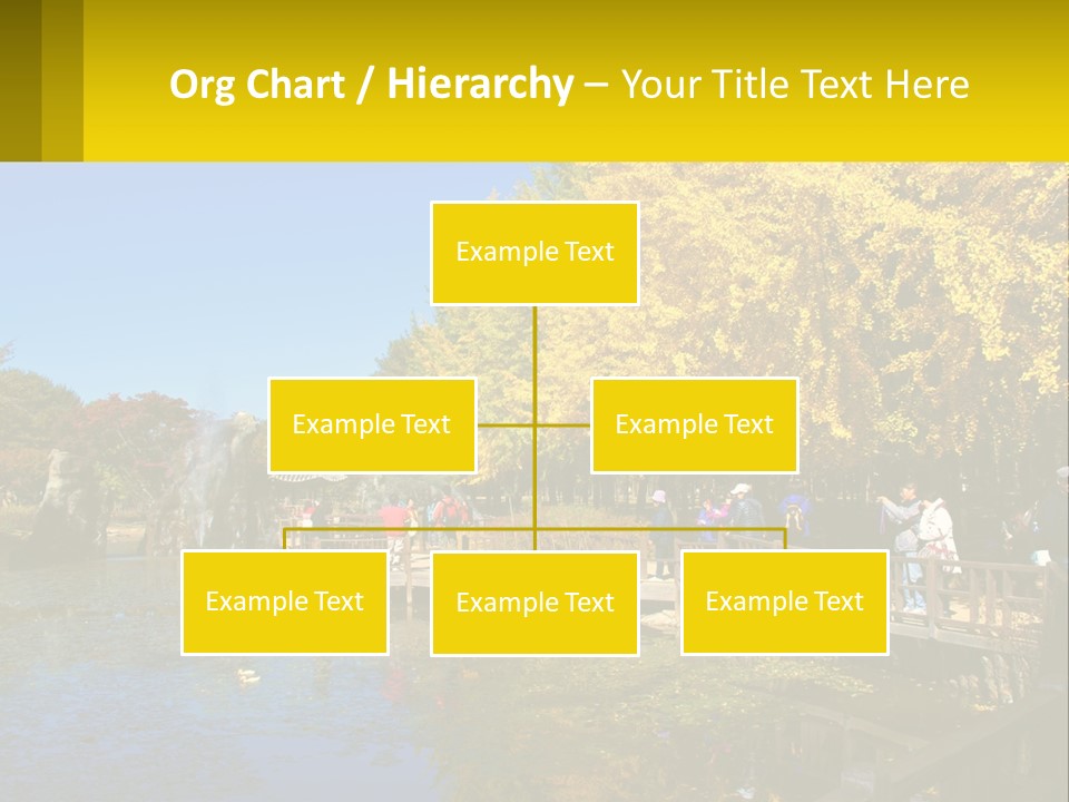 A Group Of People Walking Across A Bridge Over A Pond PowerPoint Template