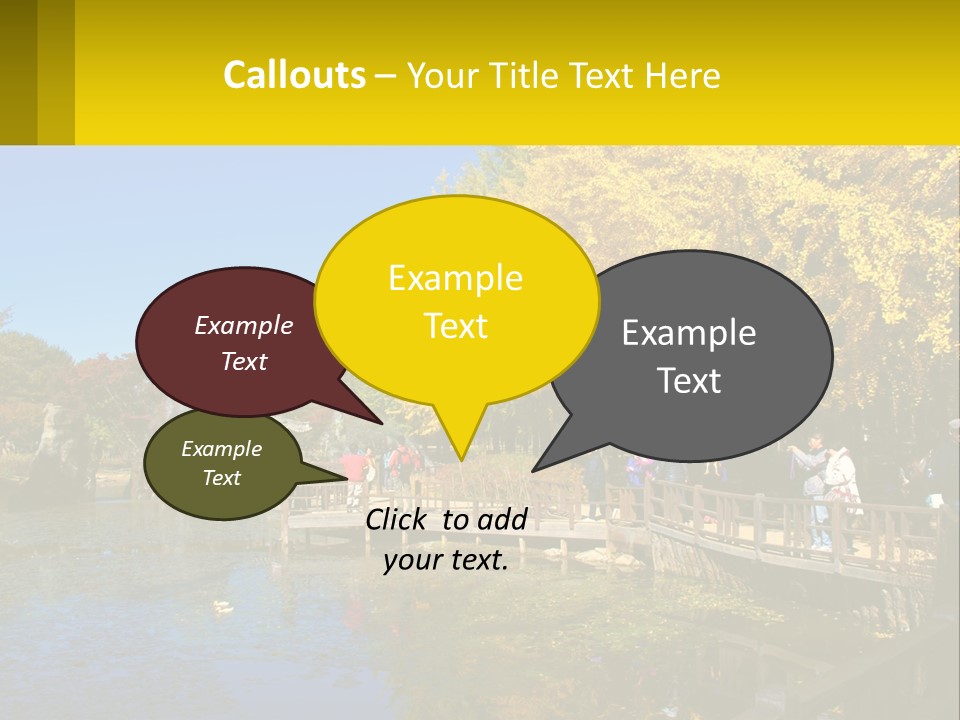 A Group Of People Walking Across A Bridge Over A Pond PowerPoint Template