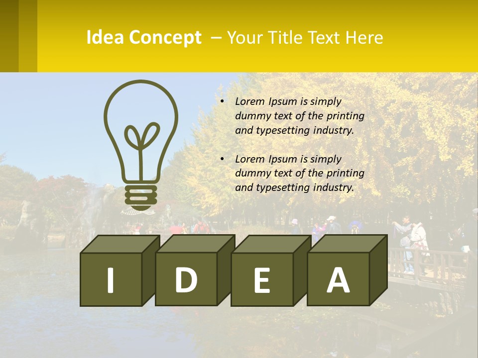 A Group Of People Walking Across A Bridge Over A Pond PowerPoint Template