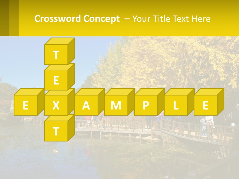 A Group Of People Walking Across A Bridge Over A Pond PowerPoint Template