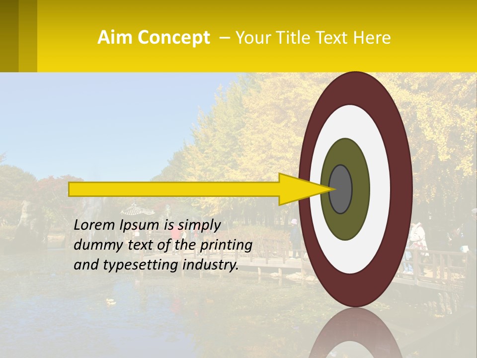 A Group Of People Walking Across A Bridge Over A Pond PowerPoint Template