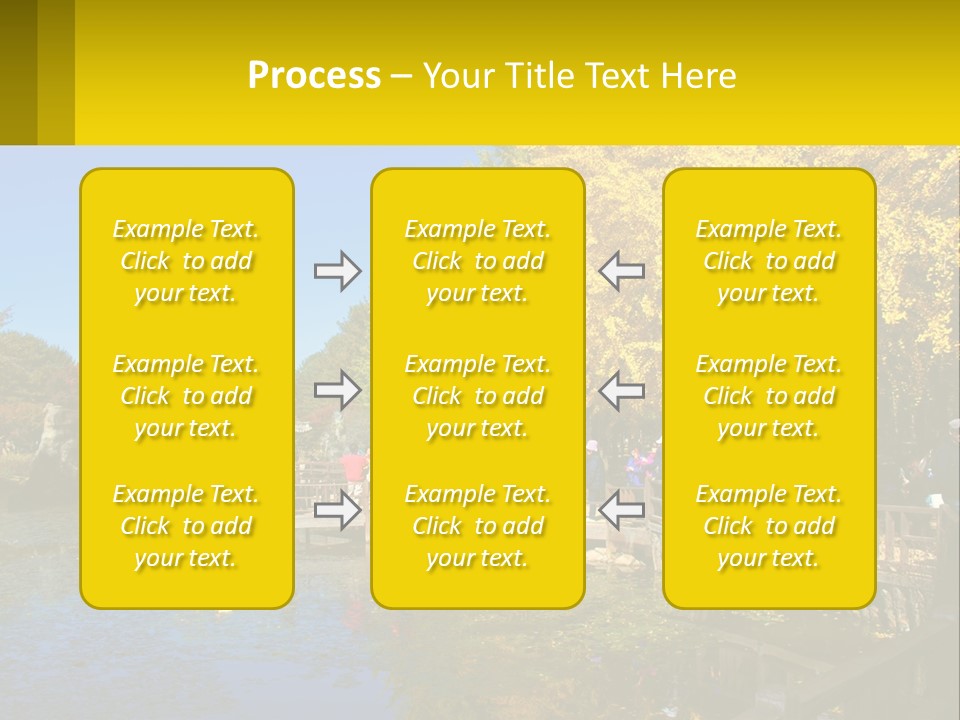 A Group Of People Walking Across A Bridge Over A Pond PowerPoint Template