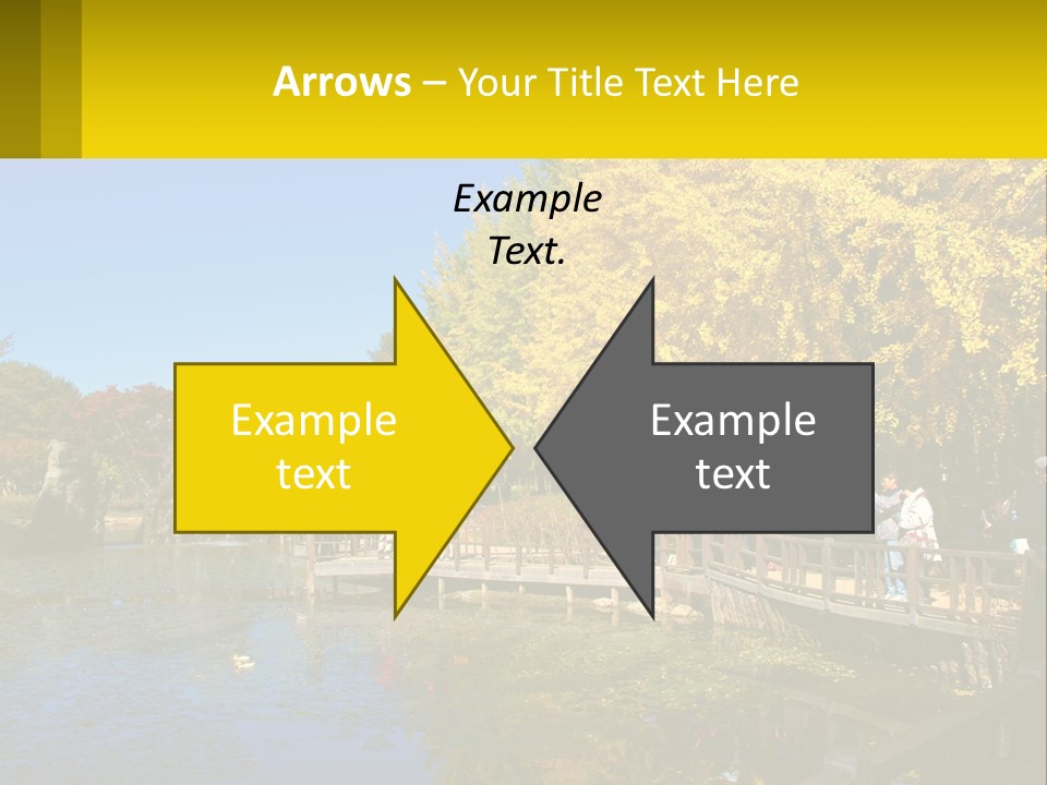 A Group Of People Walking Across A Bridge Over A Pond PowerPoint Template
