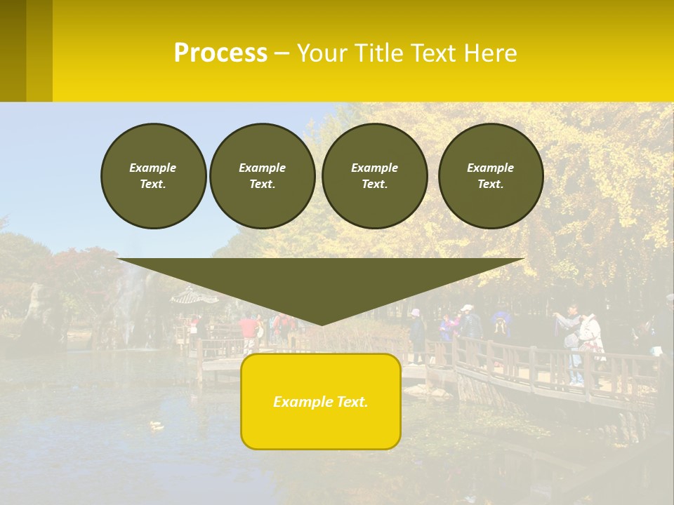 A Group Of People Walking Across A Bridge Over A Pond PowerPoint Template