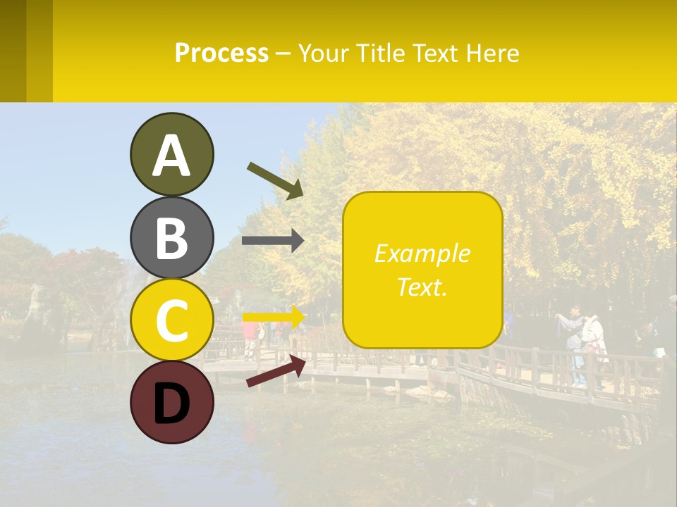 A Group Of People Walking Across A Bridge Over A Pond PowerPoint Template