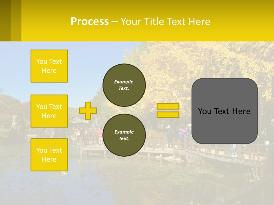 A Group Of People Walking Across A Bridge Over A Pond PowerPoint Template