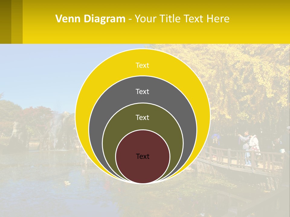 A Group Of People Walking Across A Bridge Over A Pond PowerPoint Template