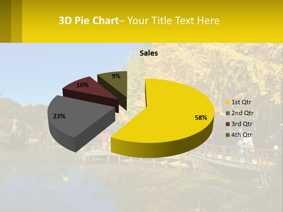 A Group Of People Walking Across A Bridge Over A Pond PowerPoint Template