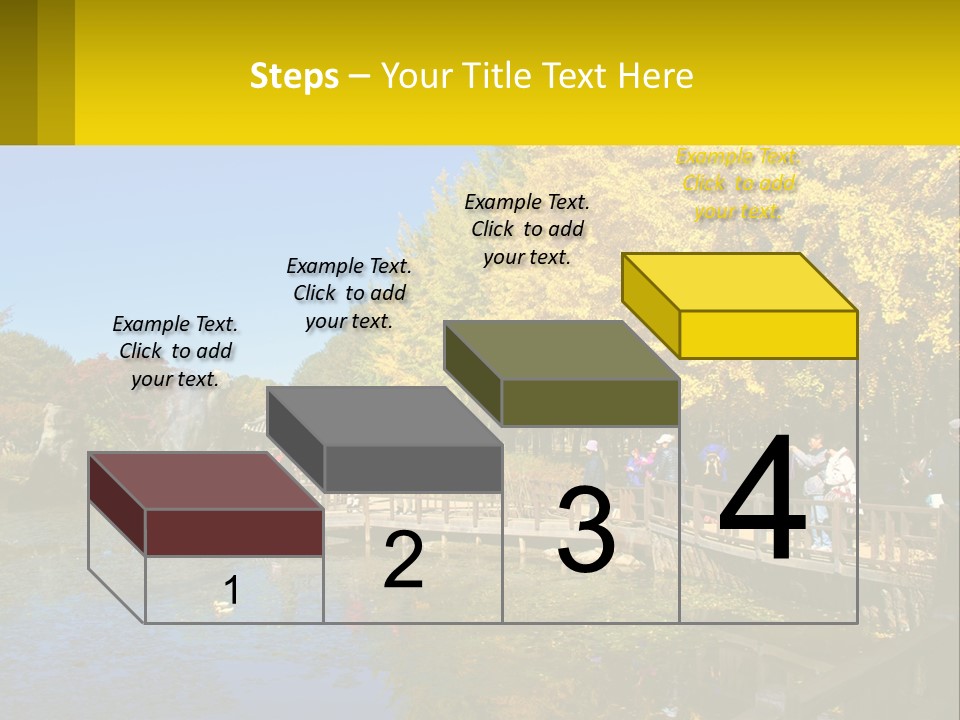 A Group Of People Walking Across A Bridge Over A Pond PowerPoint Template