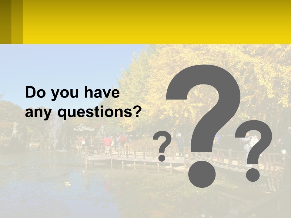 A Group Of People Walking Across A Bridge Over A Pond PowerPoint Template