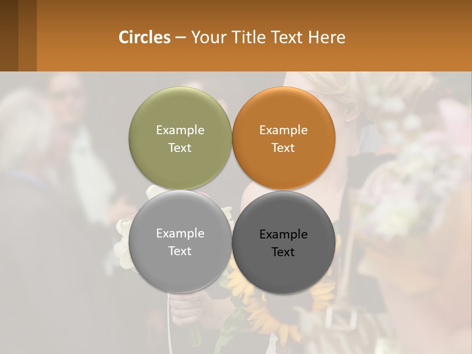 A Woman Sitting At A Table With Sunflowers And Other Flowers PowerPoint Template