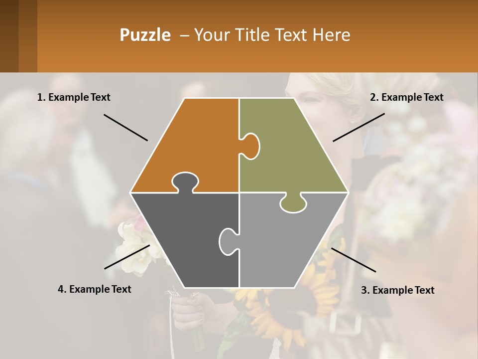 A Woman Sitting At A Table With Sunflowers And Other Flowers PowerPoint Template