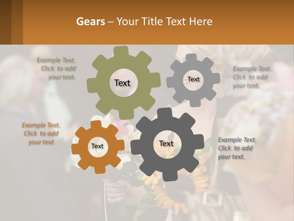 A Woman Sitting At A Table With Sunflowers And Other Flowers PowerPoint Template