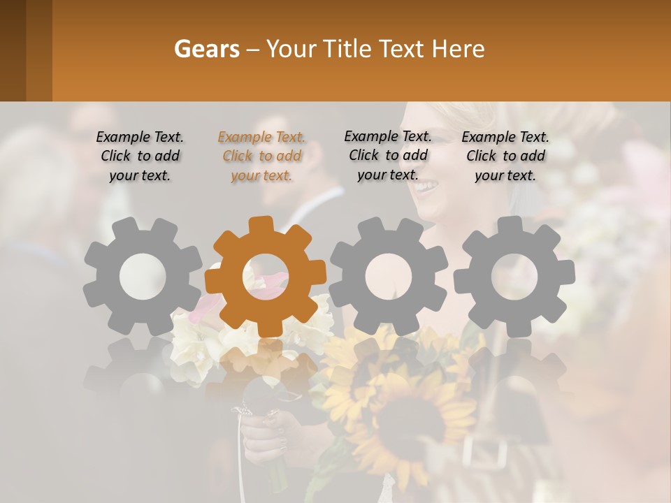 A Woman Sitting At A Table With Sunflowers And Other Flowers PowerPoint Template