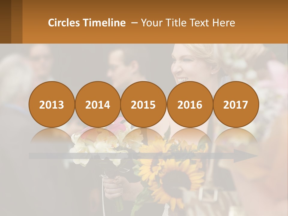 A Woman Sitting At A Table With Sunflowers And Other Flowers PowerPoint Template
