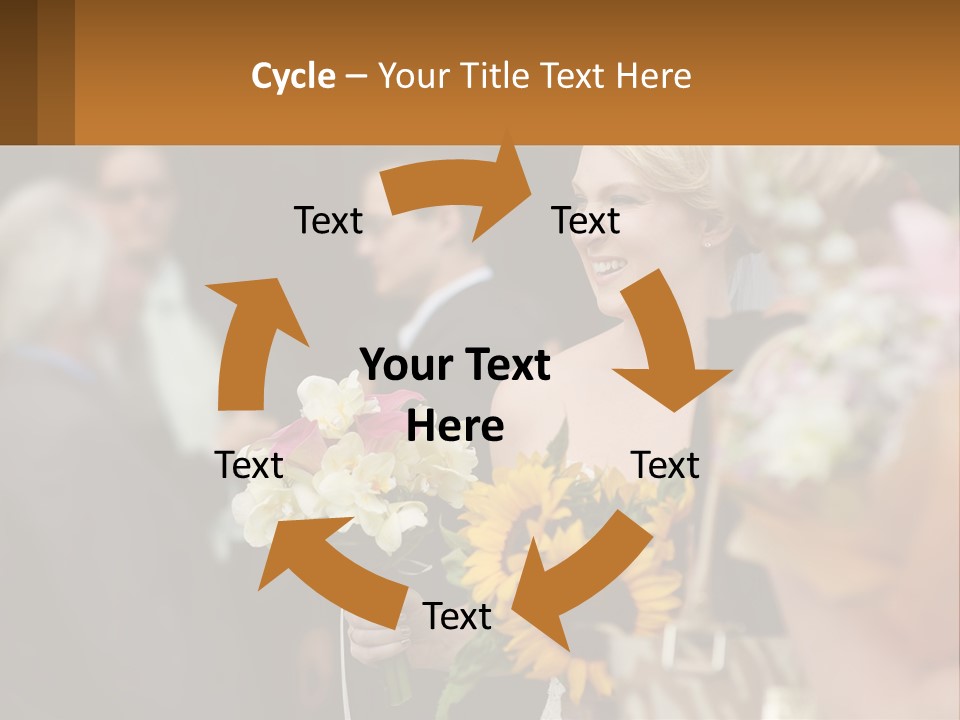 A Woman Sitting At A Table With Sunflowers And Other Flowers PowerPoint Template