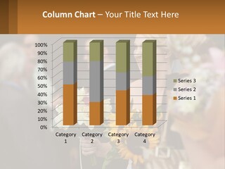 A Woman Sitting At A Table With Sunflowers And Other Flowers PowerPoint Template