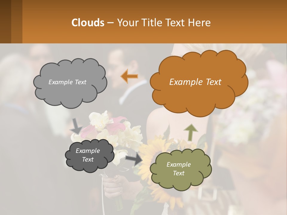 A Woman Sitting At A Table With Sunflowers And Other Flowers PowerPoint Template