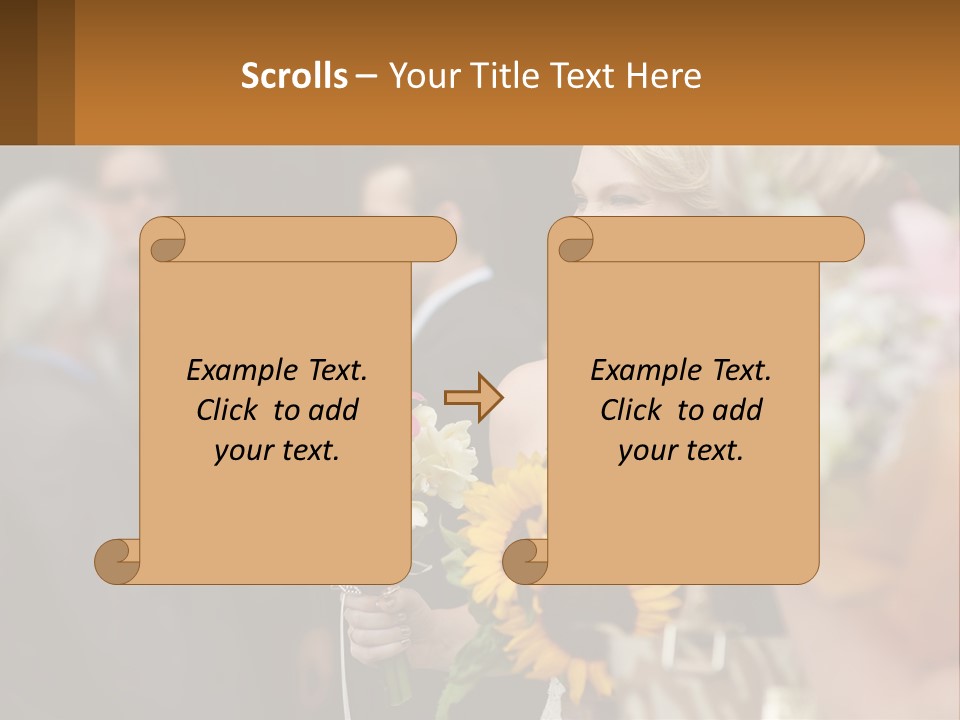 A Woman Sitting At A Table With Sunflowers And Other Flowers PowerPoint Template