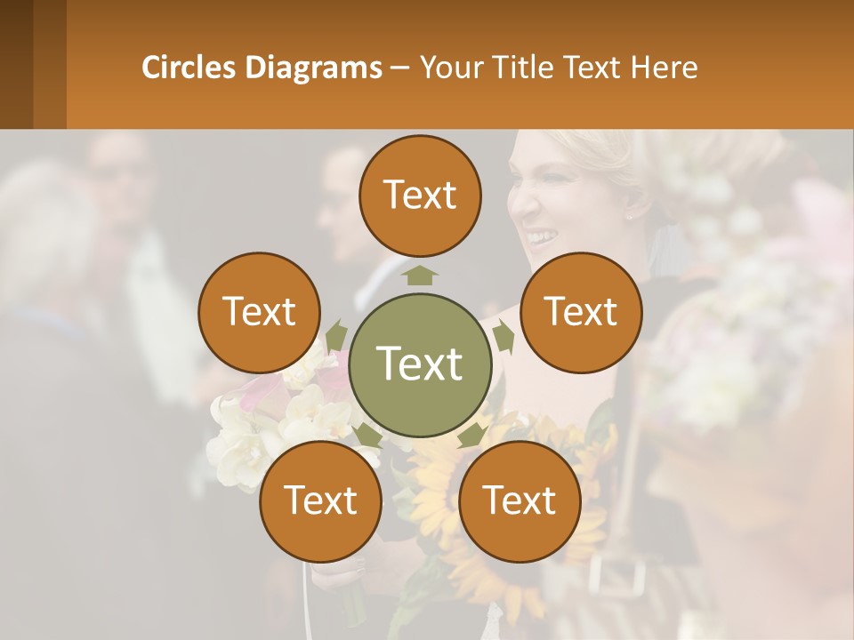 A Woman Sitting At A Table With Sunflowers And Other Flowers PowerPoint Template