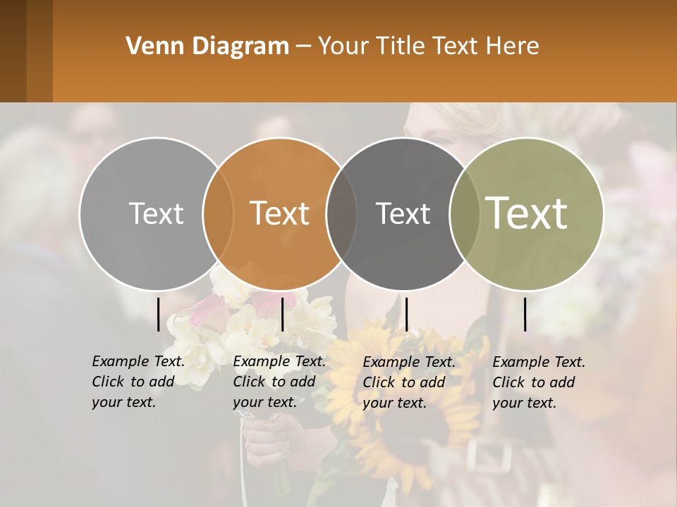 A Woman Sitting At A Table With Sunflowers And Other Flowers PowerPoint Template