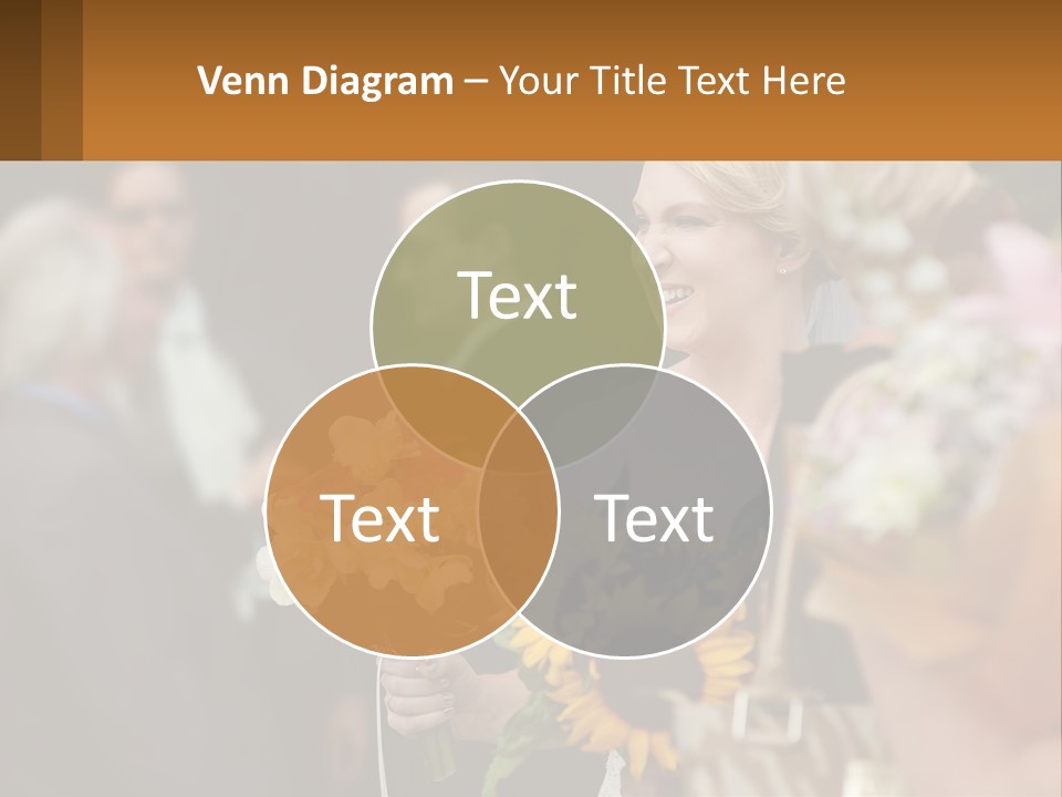A Woman Sitting At A Table With Sunflowers And Other Flowers PowerPoint Template