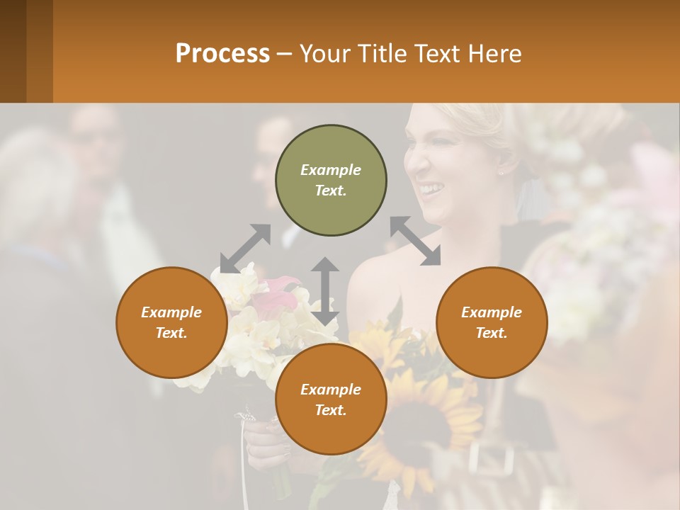 A Woman Sitting At A Table With Sunflowers And Other Flowers PowerPoint Template