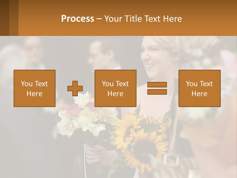 A Woman Sitting At A Table With Sunflowers And Other Flowers PowerPoint Template