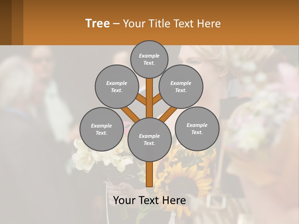 A Woman Sitting At A Table With Sunflowers And Other Flowers PowerPoint Template
