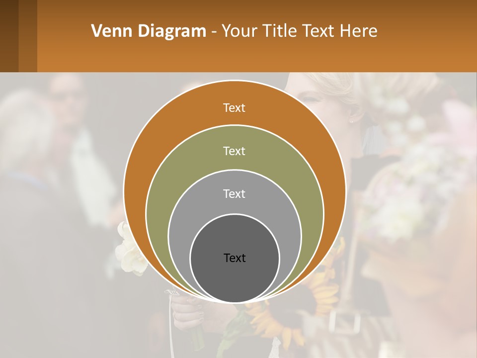 A Woman Sitting At A Table With Sunflowers And Other Flowers PowerPoint Template