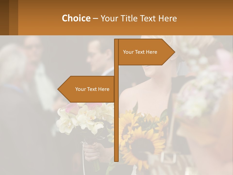 A Woman Sitting At A Table With Sunflowers And Other Flowers PowerPoint Template