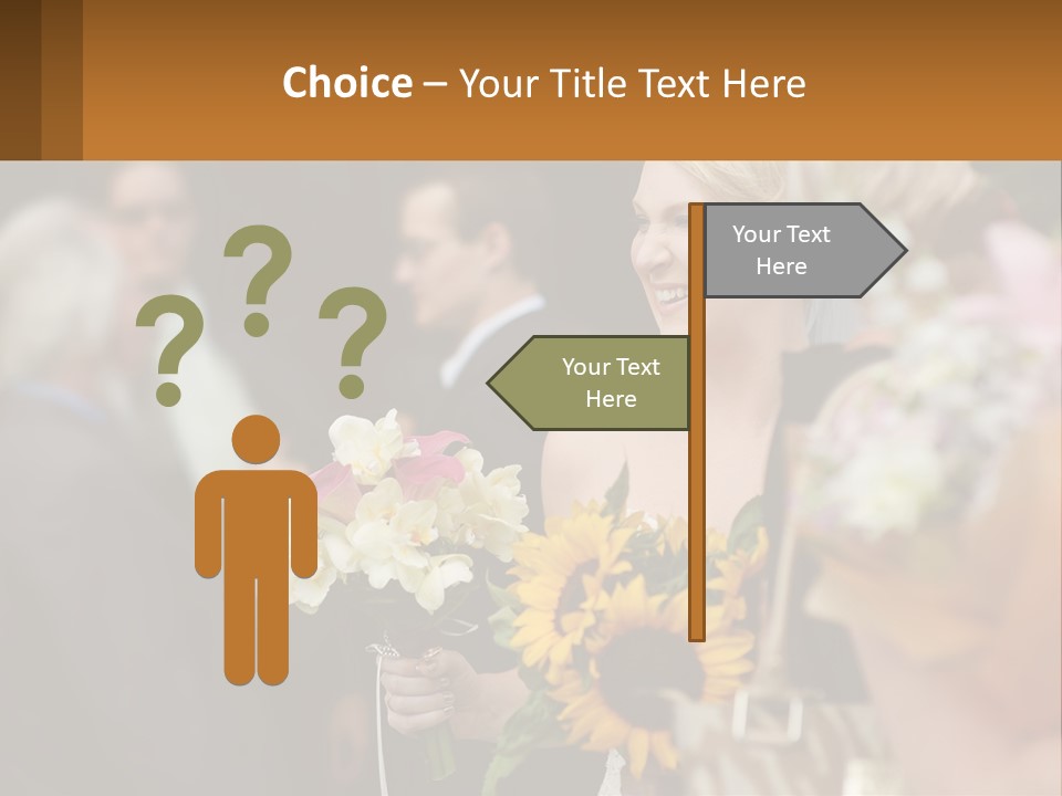 A Woman Sitting At A Table With Sunflowers And Other Flowers PowerPoint Template