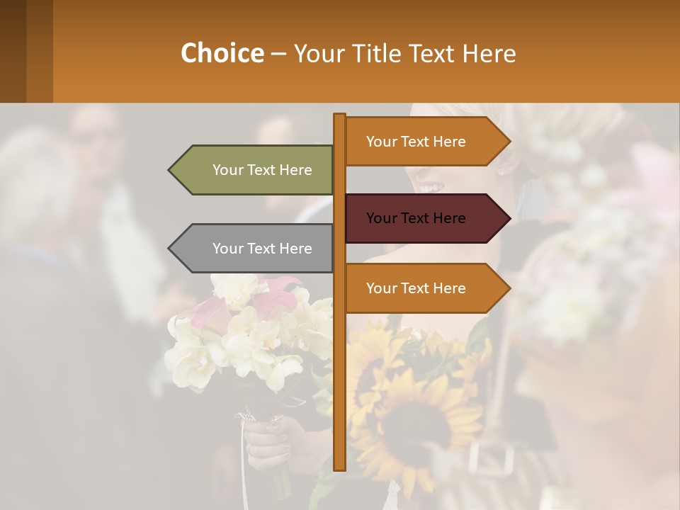 A Woman Sitting At A Table With Sunflowers And Other Flowers PowerPoint Template