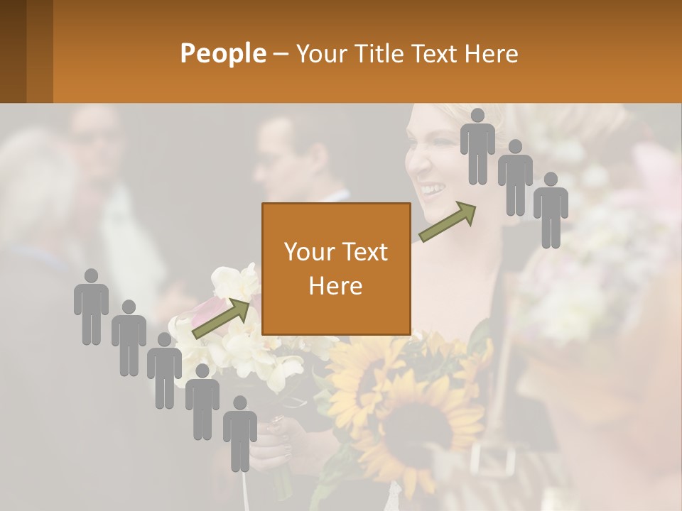 A Woman Sitting At A Table With Sunflowers And Other Flowers PowerPoint Template