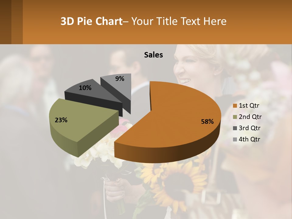 A Woman Sitting At A Table With Sunflowers And Other Flowers PowerPoint Template
