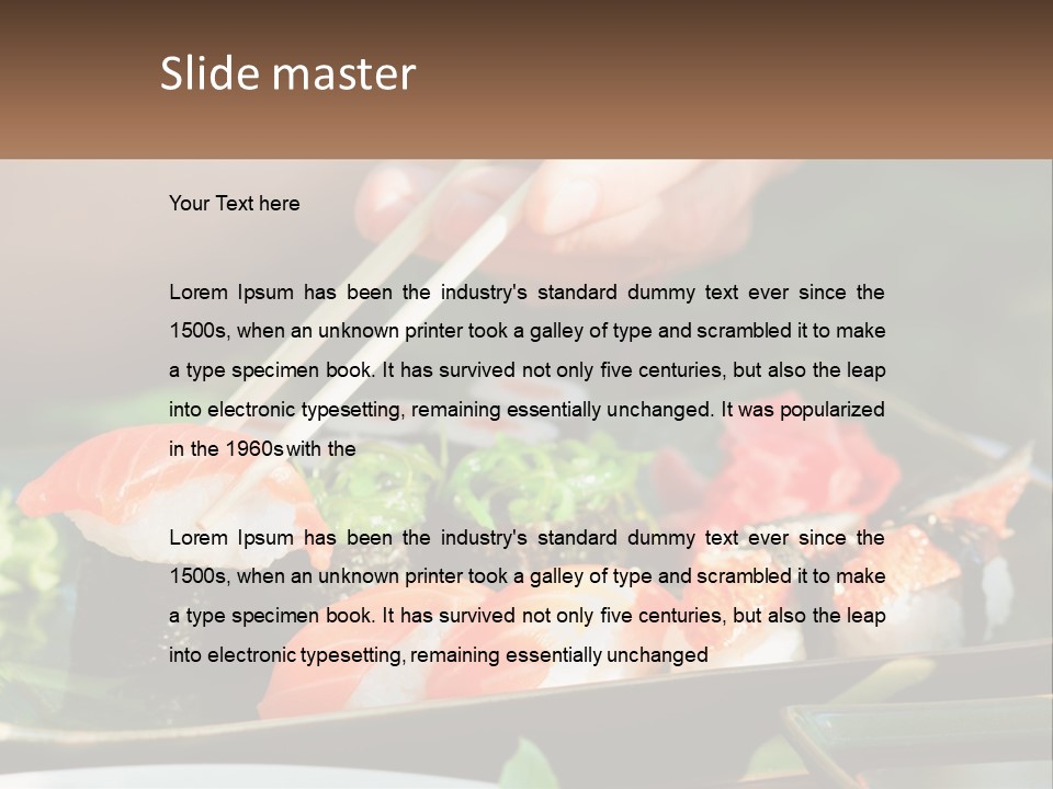 A Person Holding Chopsticks Over A Plate Of Sushi PowerPoint Template