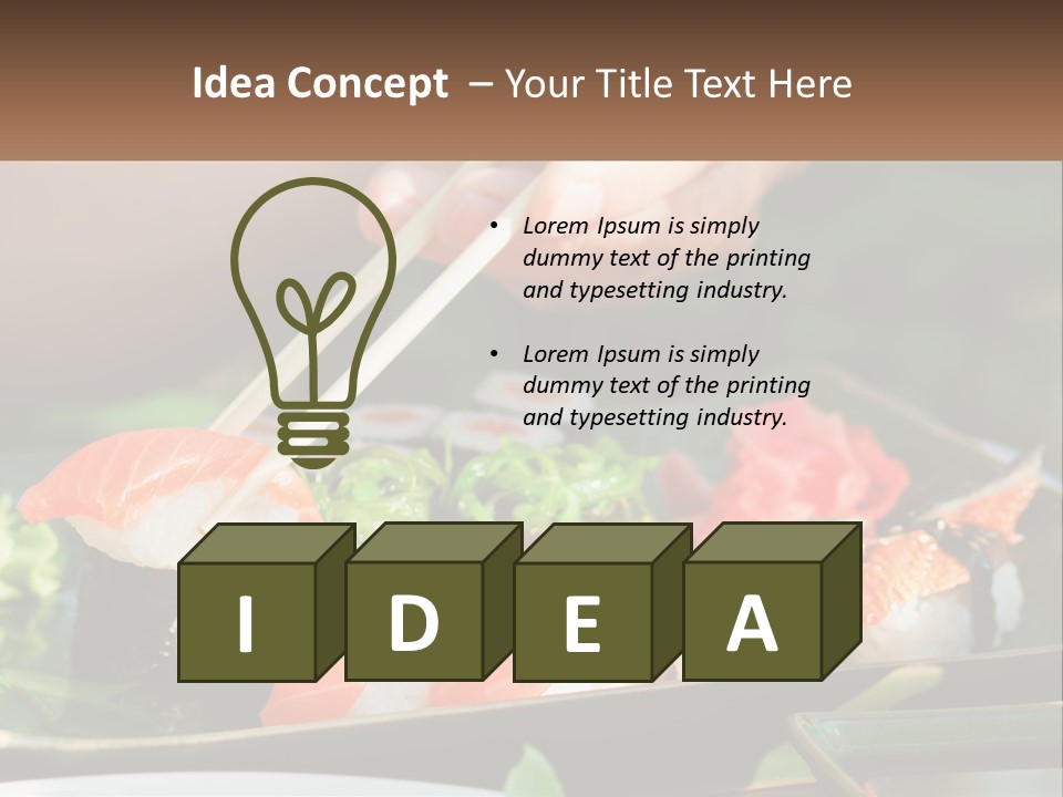 A Person Holding Chopsticks Over A Plate Of Sushi PowerPoint Template